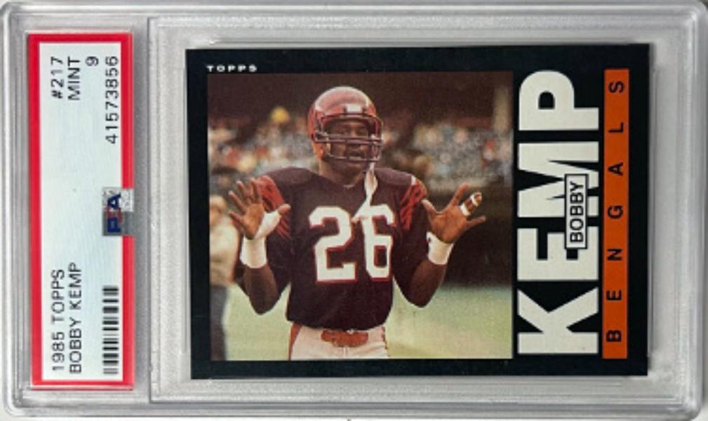 CTBL-040406 Bobby Kemp 1985 Topps Card No.217 - PSA Graded 9 Mint Cincinnati Bengals