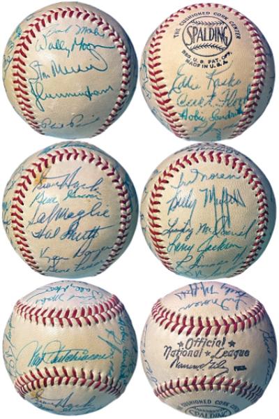 Picture of RDB Holdings & Consulting CTBL-040422 1958 St. Louis Cardinals Team Signed National League Giles Baseball 22-JSA LOA Stan Musial&#44; Curt Flood&#44; Ken Boyer & Stan Hack