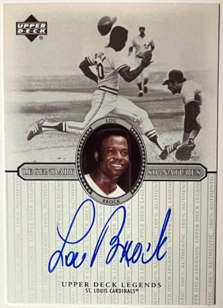 CTBL-040582 Lou Brock Signed 2000 Upper Deck Legends Legendary Signatures On Card Auto No.S-LB Cardinals & HOF