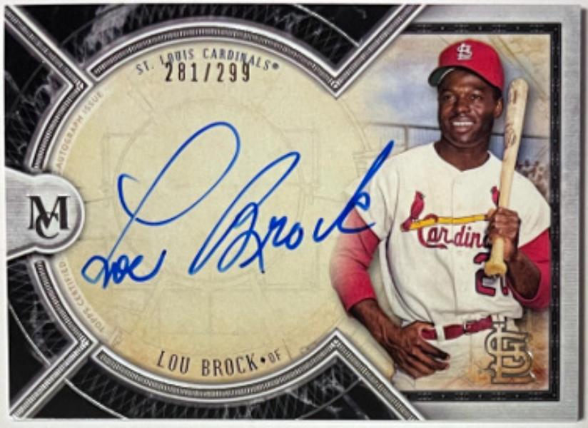 CTBL-040651 Lou Brock Signed 2018 Topps Museum Collection Certified On Card Auto No.AA-LB-299 - Cardinals & HOF