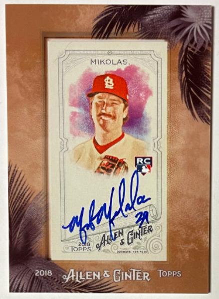 CTBL-040735 Miles Mikolas Signed 2018 Topps Allen & Ginter Mini Framed Rookie On Card Auto RC No.MA-MMI - Cardinals