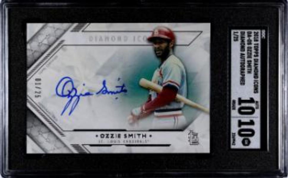 CTBL-040575 Ozzie Smith Signed 2018 Topps Diamond Icons Autographed On Card Auto No.DA-OS-25-SGC Graded 10 Gem Mint & 10 Auto - Cardinals & HOF