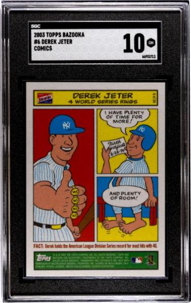CTBL-040536 Derek Jeter 2003 Bazooka Comics Card No.6-SGC Graded 10 Gem Mint - York Yankees & HOF