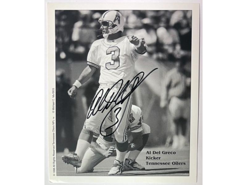 Picture of RDB Holdings & Consulting CTBL-040900 5 x 6 in. Al Del Greco Signed Tennessee Oilers Titans Black & White NFL Photo - COA