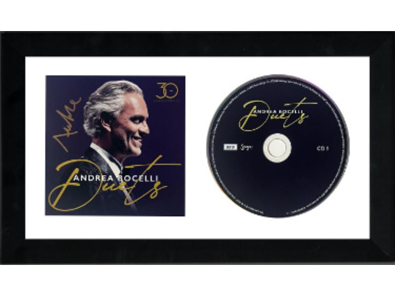 Picture of RDB Holdings & Consulting CTBL-FF40866 Andrea Bocelli Signed 2024 Duets 30th Anniversary Art Insert 2CD Custom Framing - COA