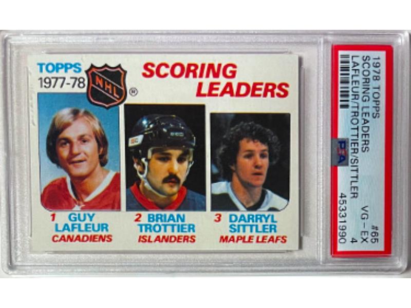 Picture of RDB Holdings & Consulting CTBL-041146 No.65 1978-1979 Topps NHL Scoring Leaders Card - PSA Graded 4 VG-EX - Guy LaFleur-Brian Trottier-Darryl Sittler