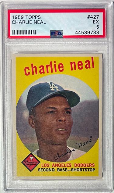 CTBL-041167 No.427 Charlie Neal 1959 Topps MLB Card - PSA Graded 5 EX - Los Angeles Dodgers