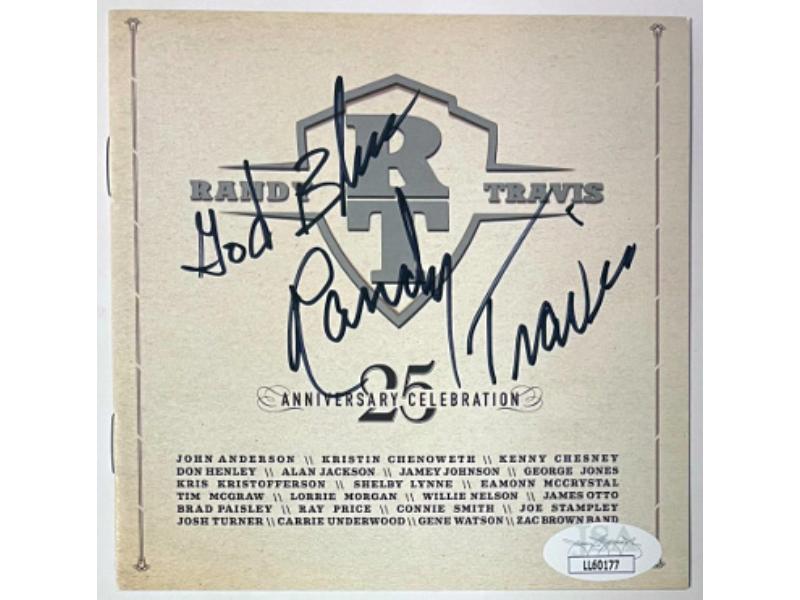 CTBL-040909 No.LL60177 Randy Travis Signed 2011 25th Anniversary Celebration CD Cover Booklet with God Bless - JSA Country Music