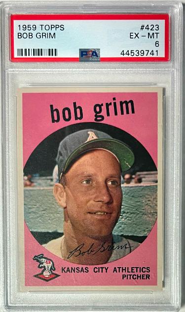 CTBL-041166 No.423 Bob Grim 1959 Topps MLB Card - PSA Graded 6 EX-MT - Kansas City Athletics