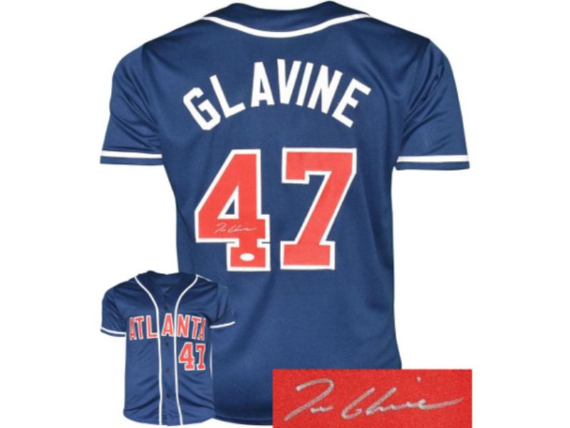 CTBL-041247 Tom Glavine Signed Atlanta Navy Custom Stitched Baseball MLB Jersey - JSA Witnessed - Extra Large