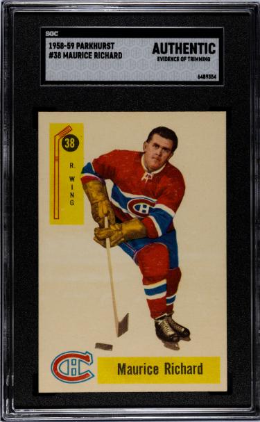 Picture of RDB Holdings & Consulting CTBL-041092 No.38 Maurice Richard 1958-1959 NHL Parkhurst Card - SGC Slabbed Authentic - Centered-Evidence of Trimming-Montreal Canadiens-HOF
