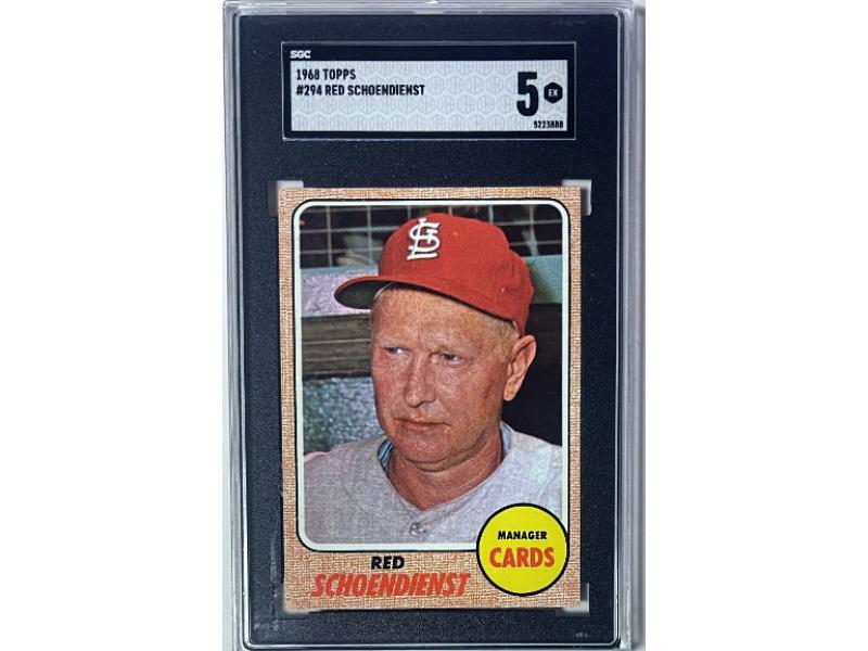 CTBL-041152 No.294 Red Schoendienst 1968 Topps MLB Card - SGC Graded 5 EX - St. Louis Cardinals-HOF