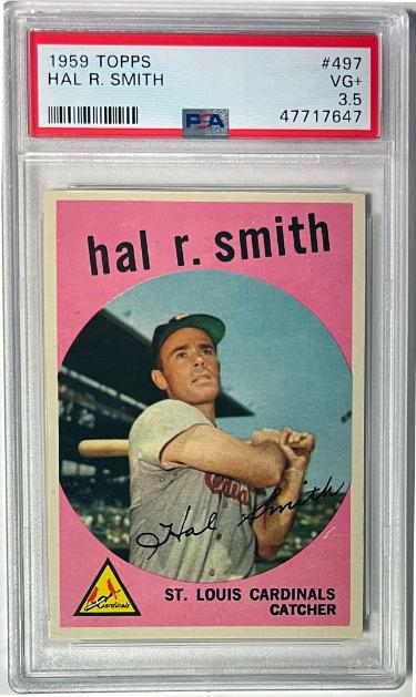 CTBL-041165 No.497 Hal R. Smith 1959 Topps MLB Card - PSA Graded 3.5 VG Plus St. Louis Cardinals