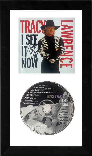 Picture of RDB Holdings & Consulting CTBL-F26607 6.5 x 12 in. No.GG08234 Tracy Lawrence Signed 1994 I See It Now Album Cover Booklet with CD Custom Framing - JSA