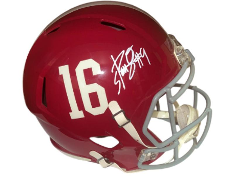 CTBL-041301 No.9 & No.16 Bo Scarbrough Signed Alabama Crimson NCAA Tide Riddell Full Size Speed Replica Helmet - Radtke Sports Hologram