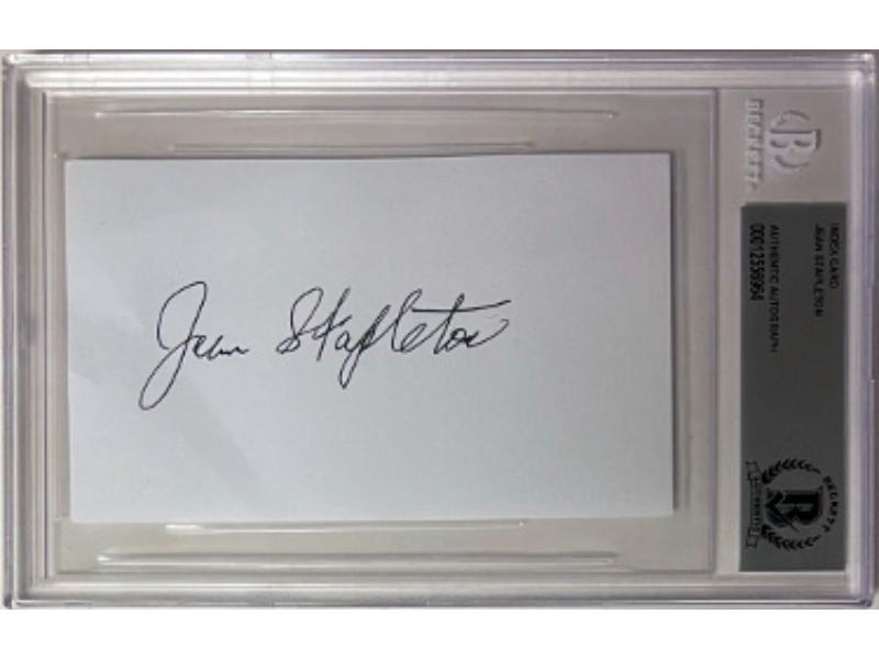 CTBL-040906 3 x 5 in. Jean Stapleton Signed Index Card - Beckett BAS Encapsulated - Edith Bunker & All in the Family