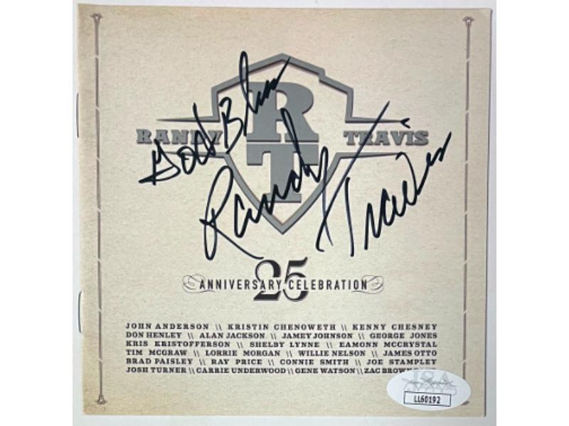 CTBL-040907 No.LL60192 Randy Travis Signed 2011 25th Anniversary Celebration CD Cover Booklet with God Bless - JSA Country Music