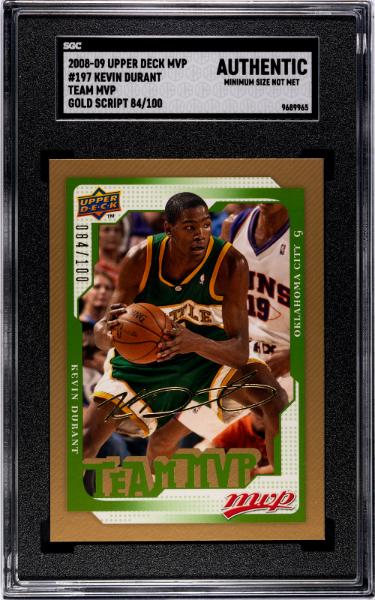 CTBL-041001 No.197 Kevin Durant 2008-2009 Upper Deck Team MVP Gold NBA Script Card - 100-SGC Slabbed Authentic Minimum Size SuperSonics 2nd Year