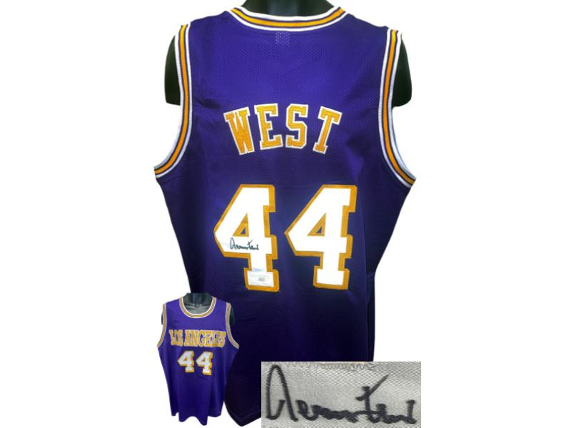 CTBL-041288 Jerry West Signed Los Angeles Purple TB Custom Stitched Pro Style Basketball Jersey - JSA Witnessed - Extra Large