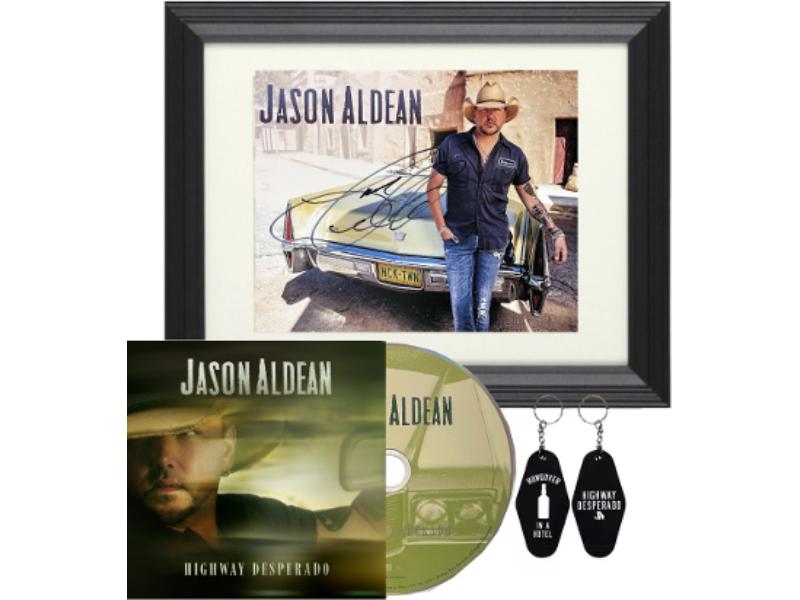 Picture of RDB Holdings & Consulting CTBL-F41087 8 x 10 in. Jason Aldean Signed Highway Desperado Insert Custom Framing Album Cover CD Case - COA