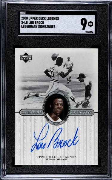 CTBL-040842 No.S-LB Lou Brock Signed 2000 Upper Deck Legends Legendary Signatures On MLB Card - Auto SGC Graded 9 Mint - Cardinals-HOF