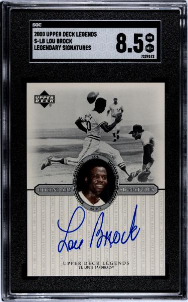 CTBL-040843 No.S-LB Lou Brock Signed 2000 Upper Deck Legends Legendary Signatures On MLB Card - Auto SGC Graded 8.5 NM-MT Plus Cardinals-HOF