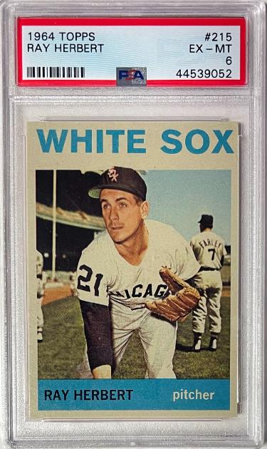 CTBL-041136 No.215 Ray Herbert 1964 Topps MLB Card - PSA Graded 6 EX-MT - Chicago White Sox