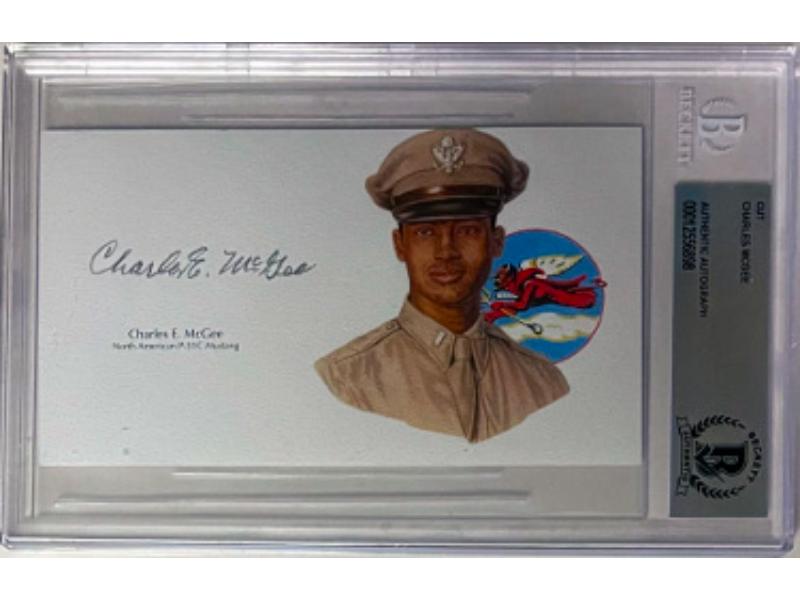 CTBL-040905 3 x 5.5 in. Charles E. McGee Signed Cut Signature with BAS Beckett Encapsulated - Tuskegee Airman Pilot Red Tails-WWII-Korea