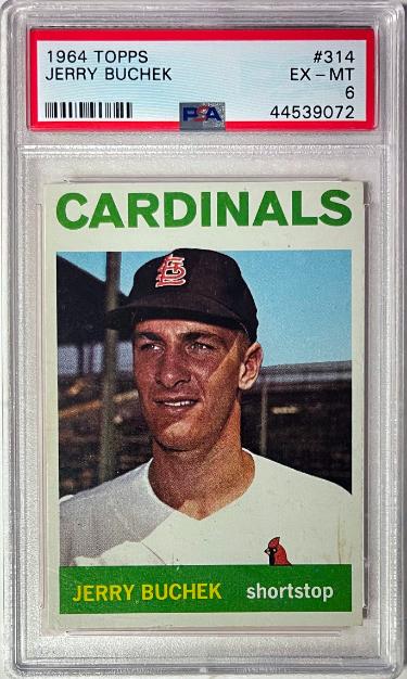 CTBL-041163 No.314 Jerry Buchek 1964 Topps MLB Card - PSA Graded 6 EX-MT - St. Louis Cardinals