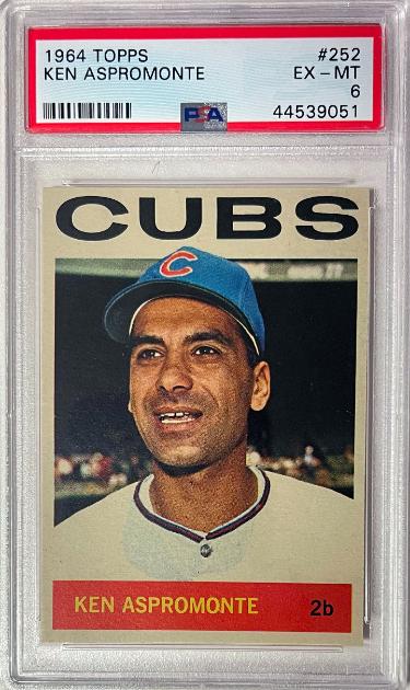 CTBL-041169 No.252 Ken Aspromonte 1964 Topps MLB Card - PSA Graded 6 EX-MT - Chicago Cubs