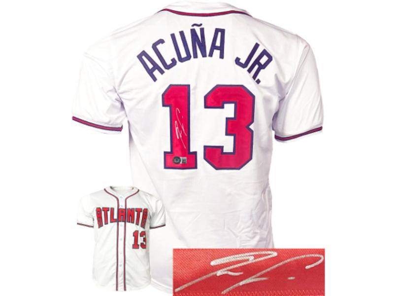 CTBL-041244 Ronald Acuna Jr. Signed Atlanta White Prostyle MLB Jersey - Beckett Witnessed