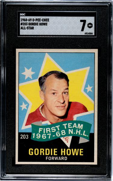 Picture of RDB Holdings & Consulting CTBL-041329 No.203 Gordie Howe 1968-1969 O-Pee-Chee NHL All-Star Card - SGC Graded 7 NM - Detroit Red Wings-HOF
