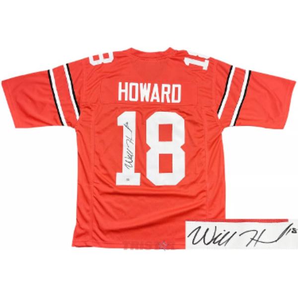 CTBL-041573 Will Howard Signed Ohio State Buckeyes Red Custom Stitched College Football Jersey - No.18 - PSA Witnessed, Extra Large
