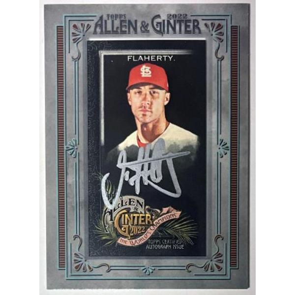 CTBL-041909 Jack Flaherty Signed 2022 Allen & Ginter Framed Silver Mini Auto Card - 50 - St. Louis Cardinals - Silver Signature