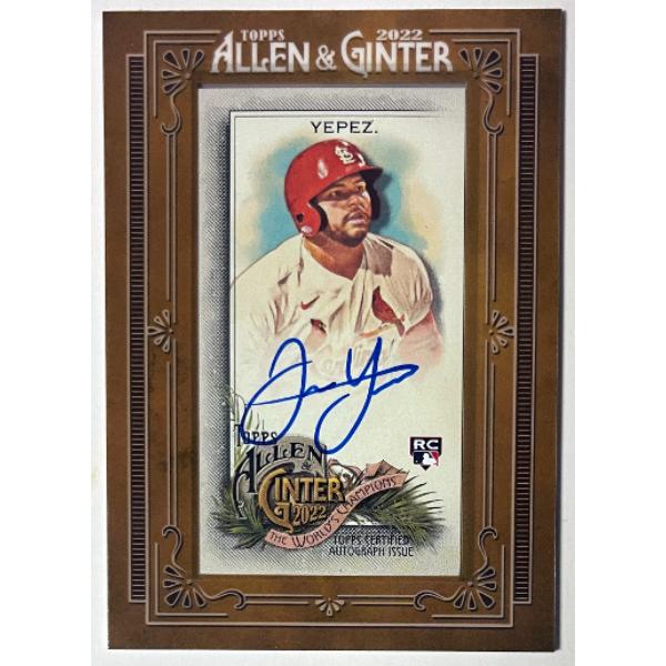 Picture of RDB Holdings & Consulting CTBL-041945 Juan Yepez Signed 2022 Topps Allen & Ginter Mini Framed Rookie Auto Card - No.MA-JT - St. Louis Cardinals