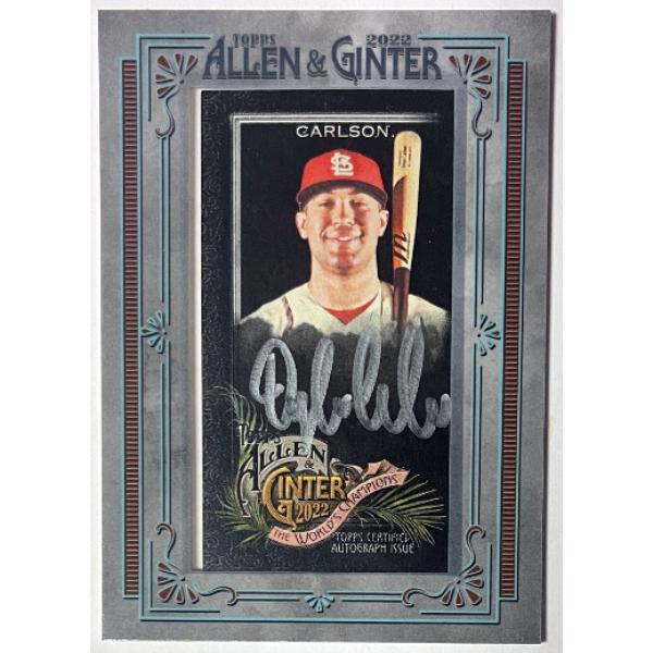 Picture of RDB Holdings & Consulting CTBL-041947 Dylan Carlson Signed 2022 Topps Allen & Ginter X Dylan Silver Framed Mini Auto Cardinals Card - SP 37 & 50