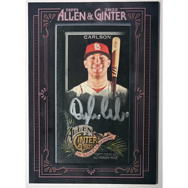 Picture of RDB Holdings & Consulting CTBL-041948 Dylan Carlson Signed 2022 Topps Allen & Ginter Mini Black Framed Card - No.MA-DC-25 - St. Louis Cardinals