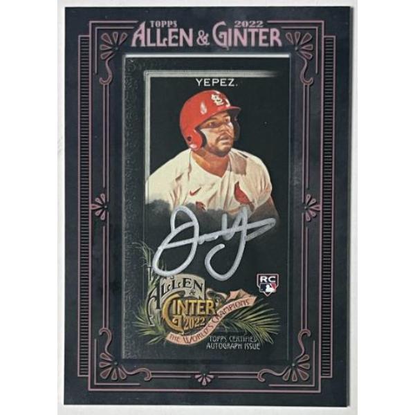 CTBL-041914 Juan Yepez 2022 Topps Allen & Ginter Mini Framed Black Rookie Auto on Card - No.MA-JY-25 - St. Louis Cardinals