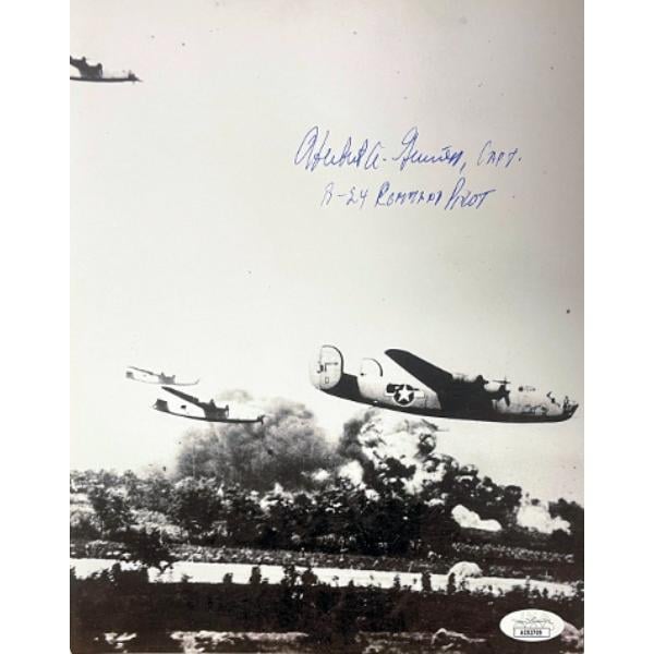 Picture of RDB Holdings & Consulting CTBL-A34213 Herbert Guiness Signed 1943 WWII B&W Vintage 8 x 10 in. Photo - JSA No.AC92709 - Ploesti Raid&#44; B-24 Liberator Pilot & Romania - Aug 1943