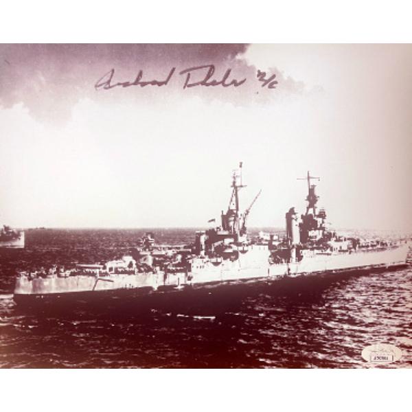 Picture of RDB Holdings & Consulting CTBL-034288 Richard Thelen Signed Vintage B&W 8 x 10 in. Photo - JSA No.AC92704 -1945 USS Indianapolis CA-35 Survivor
