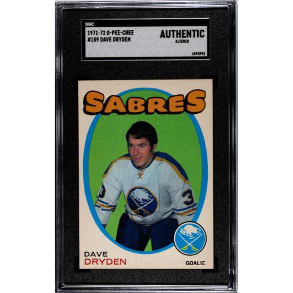 CTBL-041760 Dave Dryden 1971-72 O-Pee-Chee NHL Card - No.159- SGC Slabbed Authentic Altered - Buffalo Sabres