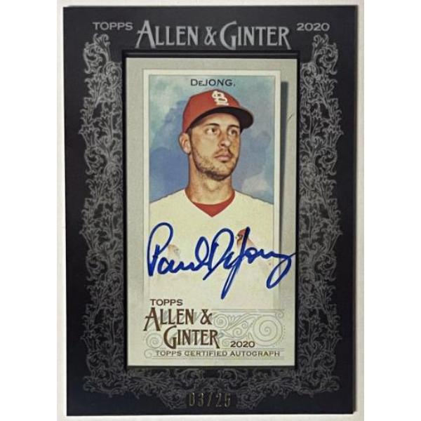 CTBL-041842 Paul DeJong Signed 2020 Topps Allen & Ginter Mini Black Framed on Auto Card - No.MA-PD-25 - St. Louis Cardinals
