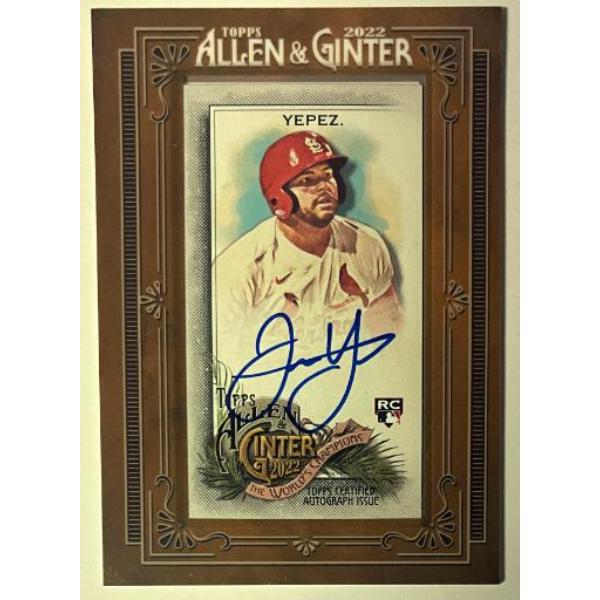 CTBL-041906 Juan Yepez Signed 2022 Topps Allen & Ginter Mini Framed Rookie Auto Card - No.MA-JT - St. Louis Cardinals