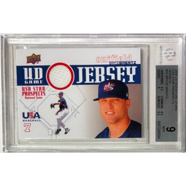 Picture of RDB Holdings & Consulting CTBL-041950 Bryce Brentz 2009 UD Signature Stars Team USA Star Prospects Game Used Jersey Card - No.23- Beckett & BGS Graded 9 Mint with Sub Grades