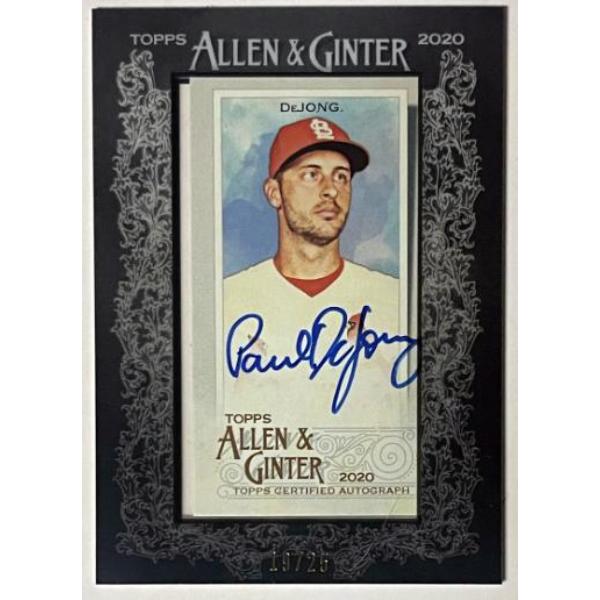 CTBL-041843 Paul DeJong Signed 2020 Topps Allen & Ginter Mini Black Framed on Card - Auto No.MA-PD-25 - St. Louis Cardinals