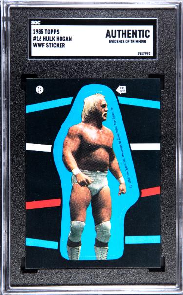 CTBL-041585 Hulk Hogan 1985 Topps WWF Sticker & Card No.16- SGC Slabbed Authentic - Evidence of Trimming