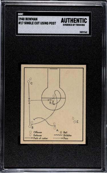 CTBL-041559 1948 Bowman Single Cut Using Post Card - No.17- SGC Slabbed Authentic - Evidence of Trimming