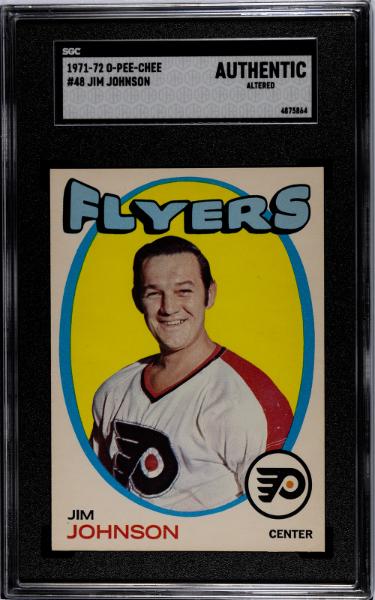 CTBL-041741 Jim Johnson 1971-72 O-Pee-Chee NHL Card - No.48-SGC Slabbed Authentic Altered - Philadelphia Flyers