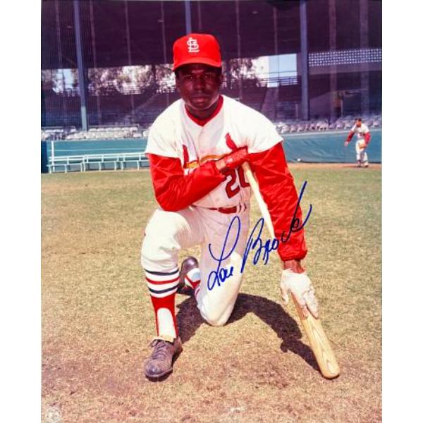 CTBL-042731 Lou Brock Signed St. Louis Cardinals MLB Licensed 8 x 10 in. Photo - Tuff Stuff COA