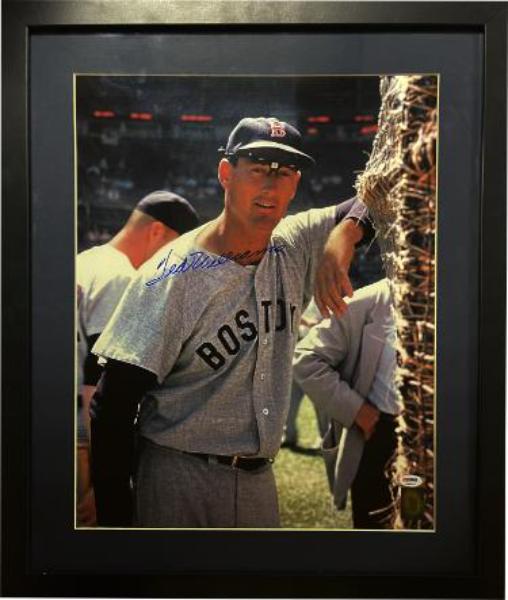 CTBL-042770 Ted Williams Signed Boston Red Sox Custom Framing - PSA Full LOA No.K43909 & No.9 Hologram & Green Diamond COA 16 x 20 in. Photo